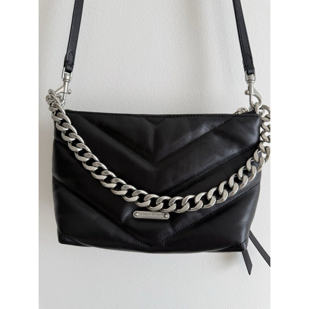 ✿ Rebecca Minkoff Edie Crossbody Chain Black Leather Quilted Bag Adjustable
